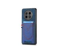 Etui Pour OPPO A5 Pro Support De Voiture Magnétique Conception De Poche Jeans Fente Pour Crad FOXDOCK Bleu
