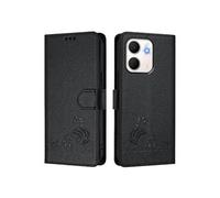 Etui Pour OPPO A5x 4G RFID chat Portefeuille à rabot Porte-fente pour carte, Noir