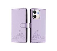 Etui Pour OPPO A5x 4G RFID chat Portefeuille à rabot Porte-fente pour carte, Violet