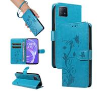 Etui pour Oppo A72 5G/A73 5G/A92S/Reno4 Z, Housse en Cuir PU Portefeuille Étui [Magnétique] [Fentes Cartes]-Arbre à fleurs bleu