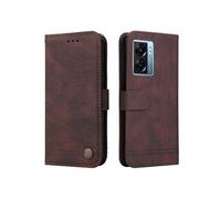 Etui Pour OPPO A77 4G Housse De Protection Supports De Fente Pour Carte Cuir FOXDOCK Marron