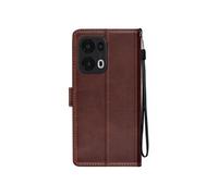 Étui pour Oppo Reno 13 Pro Dragonne Clapet Support Portefeuille Marron foncé