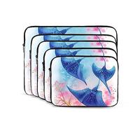 Étui pour ordinateur portable 10" Motif animaux marins et rayures - Résistant aux chocs - Tendance - Pour homme et femme