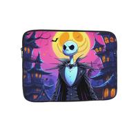 Étui pour ordinateur portable en néoprène sublimé à motif quadrillé multi-personnages L'Étrange Noël de Monsieur Jack avec breloque en