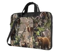 Étui pour ordinateur portable imprimé cerf ours wapiti chasse faune sauvage, housse imperméable pour ordinateur portable, étui de transport amusant pour ordinateur portable, Noir/blanc, 15.6In