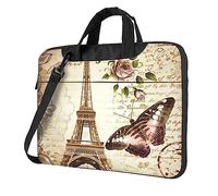 Étui pour ordinateur portable vintage Paris Tour Eiffel imprimé papillon Housse étanche pour ordinateur portable, étui de transport amusant pour ordinateur portable, Noir/blanc, 13In