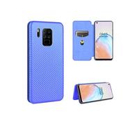 Etui pour Oukitel C18 Pro Case de flip de motif en fibre de carbone avec support de carte de fermeture compatible avec Oukitel C18 Pro-Bleu