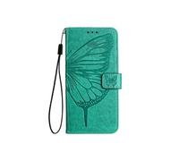 Etui Pour Oukitel C58 Pro Magnétique Cuir Premium Couverture Rabotant Gaufrage Papillon Vert