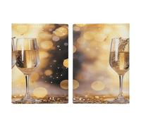 Étui pour passeport avec deux verres de champagne pour passeport de voyage, étui de passeport en polyuréthane, étui portefeuille pour passeport, housse de protection unisexe, style 20,3 x 13,8 cm,