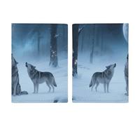 Étui pour passeport de voyage avec motif loups hurlant dans la neige