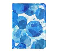 Étui pour passeport en cuir avec fond blanc, cercles bleus, étui pour passeport, documents de voyage, porte-passeport, ultra fin, Fond blanc cercles bleus, 1 size