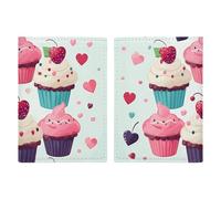 Étui pour passeport en cuir avec imprimé chien beagle mignon pour documents, cadeaux de voyage, Cupcake Candy Hearts Sweet, 20.3x13.8cm