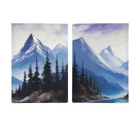 Étui pour passeport en cuir avec imprimé fleurs fluo pour documents, cadeaux de voyage, Peinture Montagnes, 20.3x13.8cm