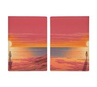 Étui pour passeport en cuir avec imprimé lever du soleil pour documents, cadeaux de voyage, Couple regardant le lever du soleil, 20.3x13.8cm