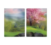 Étui pour passeport en cuir avec imprimé lever du soleil pour documents, cadeaux de voyage, Paysage printanier., 20.3x13.8cm