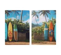 Étui pour passeport en cuir avec motif rayé orchidée imprimé pour documents, cadeaux de voyage, Planche de surf Surf's Up, 20.3x13.8cm