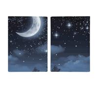 Étui pour passeport en cuir avec photo de Normandie Landings - Livre de passeport imprimé pour documents, cadeaux de voyage, Nightsky Lune suspendue, 20.3x13.8cm
