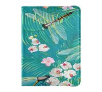 Étui pour passeport en cuir imperméable pour homme et femme - Porte-badge d'identité - Portefeuille de voyage essentiel - Motif floral tropical libellules botanique, multicolore, 1 size, Décontracté