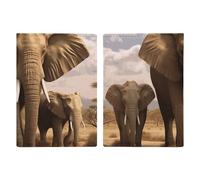 Étui pour passeport en cuir imprimé éléphant assis dans l'eau pour documents, cadeaux de voyage, Famille d'éléphants., 20.3x13.8cm