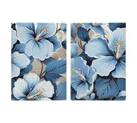 Étui pour passeport en cuir - Motif alpagas amoureux dans les montagnes - Portefeuille de voyage pour les voyages d'affaires, cadeaux de voyage, Fleur d'hibiscus bleue., 20.3x13.8cm