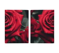 Étui pour passeport en cuir - Motif bateau - Coucher de soleil sur la rivière - En bois - Pour documents, cadeaux de voyage, Motif roses - Rouge, 20.3x13.8cm