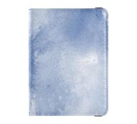 Étui pour passeport en cuir synthétique avec emplacements pour cartes de crédit - Bleu et beige - Bloque les RFID - Étui pour cartes de voyage en cuir pour homme et femme, 15