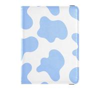 Étui pour passeport en cuir synthétique avec emplacements pour cartes de crédit - Bleu vache - Bloque RFID - Étui pour cartes de voyage en cuir pour homme et femme, 01