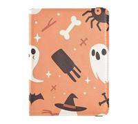 Étui pour passeport en cuir synthétique avec emplacements pour cartes de crédit - Motif effrayant orange - Motif Halloween - Bloque les RFID - Étui pour cartes en cuir pour homme et femme