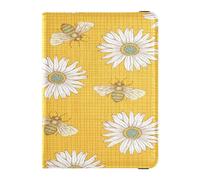 Étui pour passeport en cuir synthétique imperméable pour homme et femme - Pour badge, vaccin, vaccin, abeilles, bonheur, marguerite, tissu jaune, multicolore, 1 size, Décontracté