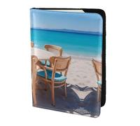 Étui pour passeport en cuir véritable respectueux de l'environnement Motif paysage d'une table au-dessus de la mer