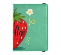 Étui pour passeport et carte de vaccin en cuir avec blocage RFID pour homme et femme, étanche, Bonjour dessin animé mignon fraise rouge, 1 size, Moderne