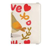 Étui pour passeport et carte de vaccin en cuir avec blocage RFID pour homme et femme, étanche, I love your valentine cartoon bird, 1 size, Moderne