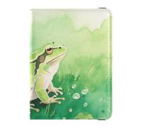 Étui pour passeport et carte de vaccin en cuir avec blocage RFID pour passeport essentiel de voyage étanche, Art de l'eau grenouille, 1 size, Moderne