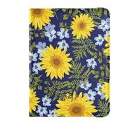 Étui pour passeport et carte de vaccin en cuir jaune avec motif tournesols et fleurs