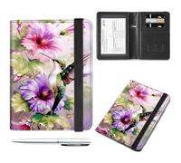 Étui pour passeport et carte de vaccin, étui de passeport avec fente pour carte de vaccin serrure RFID pour portefeuille, étui passeport, étui passeport, porte passeport, Colibri floral -803