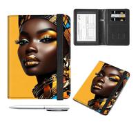 Étui pour passeport et vaccin, porte-passeport de voyage avec serrure RFID, étui en cuir pour cartes de vaccin, étui passeport pour femmes et hommes, Afro-américain Femme-1121