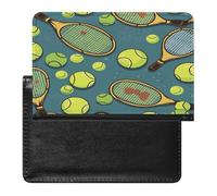 Étui pour passeport, étui de passeport amusant imprimé raquette et balle de tennis, étui de passeport tendance, étui de passeport multifonctionnel, noir, taille unique, contemporain, Noir , Taille
