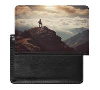 Étui pour passeport imprimé Woman on A Top Mountain, étui de passeport tendance, étui de passeport multifonctionnel, noir, taille unique, contemporain, Noir , Taille unique, Contemporain