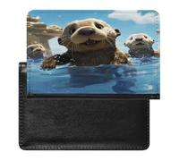 Étui pour passeport, joli étui imprimé loutre de mer, étui de passeport tendance, étui de passeport multifonctionnel, noir, taille unique, contemporain, Noir , Taille unique, Contemporain