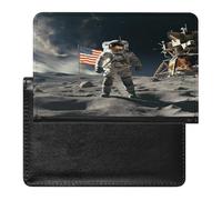 Étui pour passeport, Landing on The Moon imprimé, étui de passeport tendance, étui de passeport multifonctionnel, noir, taille unique, contemporain, Noir , Taille unique, Contemporain
