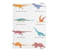 Étui pour passeport - Portefeuille - Porte-carte de vaccin - Étui en cuir - Dinosaures colorés - Icônes isolées - Organisateur de documents de voyage, multicolore