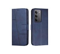 Etui Pour Pro Realme V60 Couverture Antichoc Cuir PU Protection Complète Insertion De Carte Boucle Latérale Bleu