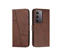 Etui Pour Pro Realme V60 Couverture Antichoc Cuir PU Protection Complète Insertion De Carte Boucle Latérale Marron