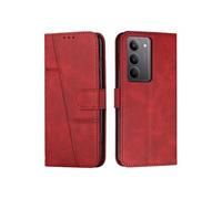 Etui Pour Pro Realme V60 Couverture Antichoc Cuir PU Protection Complète Insertion De Carte Boucle Latérale Rouge