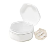 Étui pour prothèse - résine sans BPA, boîte de retenue, récipient dentaire | Petite tasse de prothèse scellée avec insert pour panier, étui de détergent de prothèse hygiénique pour le conser, blanc