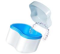 Étui pour prothèses dentaires anti-fuite - Conteneur de nettoyage portable, support de rangement pour bain, couvercle scellé durable, plateau de trempage hygiénique, format de voyage compact