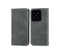 Etui Pour Rabattu Xiaomi 14T Pro Antichoc Portefeuille Simple Entreprise Couverture Rabotant Etui En Cuir Gris
