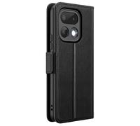 Étui pour Realme 16 Pro Effet Cuir Texturé avec Miroir et Porte-cartes Noir