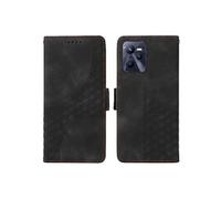 Etui Pour Realme C35 4G Supports De Fente Pour Carte Housse De Protection Motif Matelassé Cuir Noir