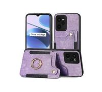 Etui Pour Realme C35 Blocage RFID Sangle De Poignet Support D'anneau Support De Voiture Magnétique Cadeau FOXDOCK Violet